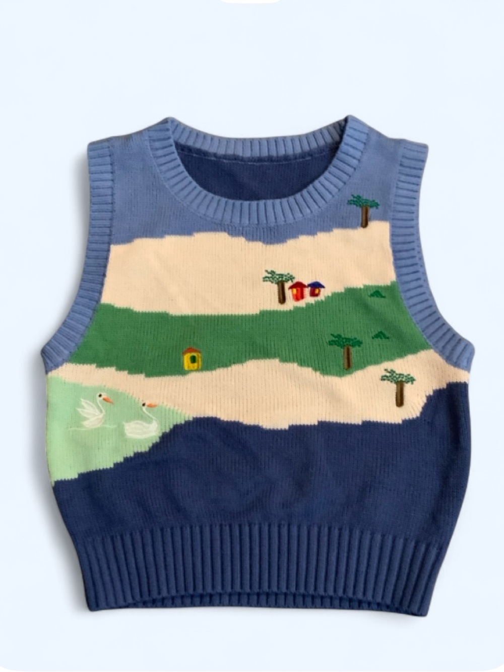Cider Pull Over Vest w/ Embroidered Scene Boys ?No Size Tag? 6/7